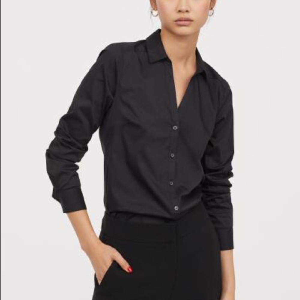 LIKE NEW H&M black button down shirt